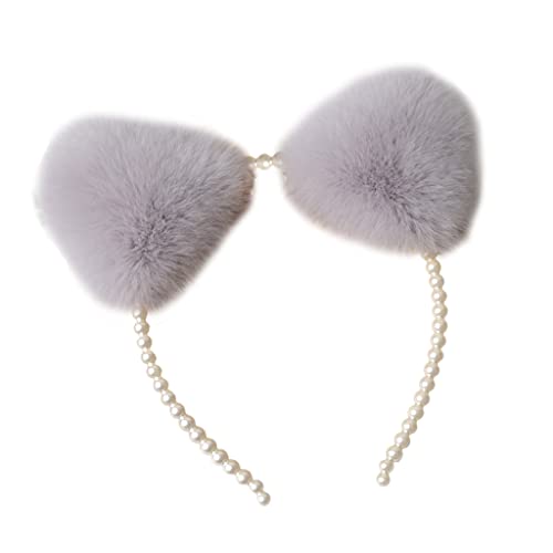 Pelziges Für Katzenohren Haare Reifen Plüschkätzchen Ohren Haarband Perlenstirnband Zum Waschen Von Gesicht Make Up Schöne Foto Requisiten von LLINthy