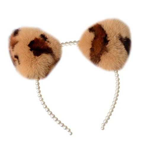 Pelziges Für Katzenohren Haare Reifen Plüschkätzchen Ohren Haarband Perlenstirnband Zum Waschen Von Gesicht Make Up Schöne Foto Requisiten von LLINthy