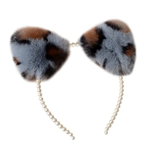 Pelziges Für Katzenohren Haare Reifen Plüschkätzchen Ohren Haarband Perlenstirnband Zum Waschen Von Gesicht Make Up Schöne Foto Requisiten von LLINthy