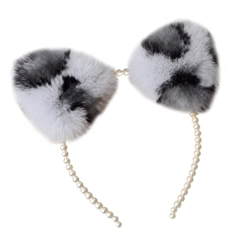 Pelziges Für Katzenohren Haare Reifen Plüschkätzchen Ohren Haarband Perlenstirnband Zum Waschen Von Gesicht Make Up Schöne Foto Requisiten von LLINthy