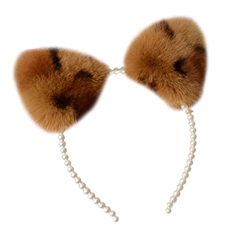 Pelziges Für Katzenohren Haare Reifen Plüschkätzchen Ohren Haarband Perlenstirnband Zum Waschen Von Gesicht Make Up Schöne Foto Requisiten von LLINthy