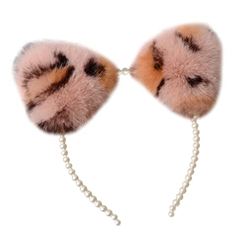 Pelziges Für Katzenohren Haare Reifen Plüschkätzchen Ohren Haarband Perlenstirnband Zum Waschen Von Gesicht Make Up Schöne Foto Requisiten von LLINthy