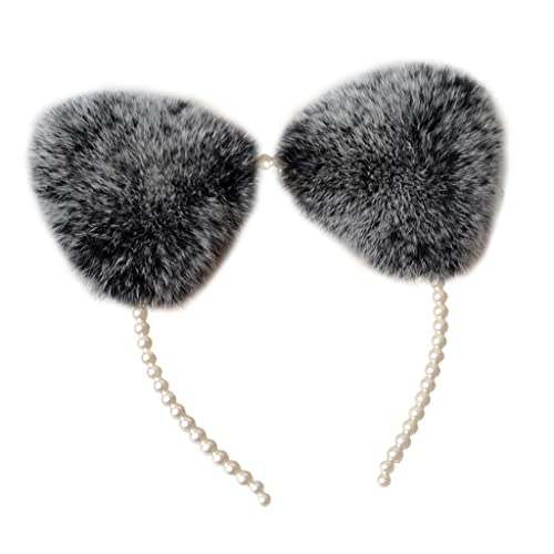 Pelziges Für Katzenohren Haare Reifen Plüschkätzchen Ohren Haarband Perlenstirnband Zum Waschen Von Gesicht Make Up Schöne Foto Requisiten von LLINthy