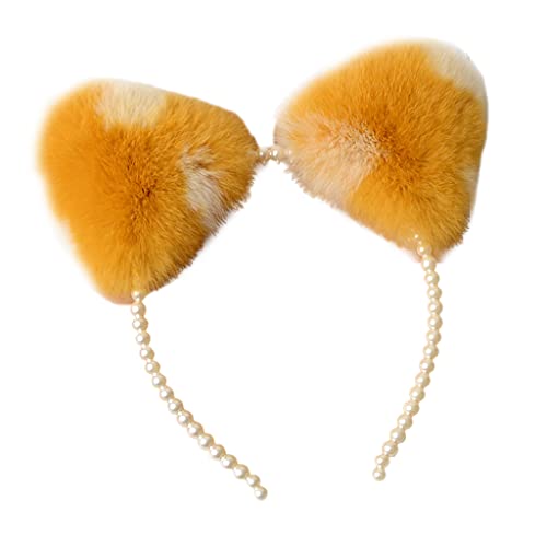 Pelziges Für Katzenohren Haare Reifen Plüschkätzchen Ohren Haarband Perlenstirnband Zum Waschen Von Gesicht Make Up Schöne Foto Requisiten von LLINthy