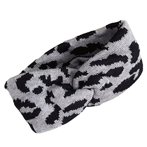 Retro Leopard Print Stirnbänder Gestrickt Weit Turban Für Kopfwickel Elastische Waschanlage Haarband Nicht Slip Training Stirnband von LLINthy