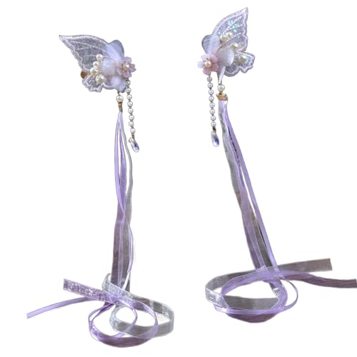 Schmetterling Elegante 2000er Ribbon Seitenclip Schmetterlingshaarclip Süßer Verträumter Schmetterling Perlen CottageCore von LLINthy