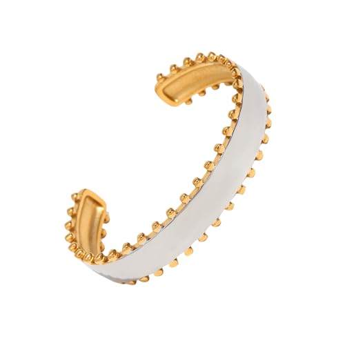 Stilvolle Edelstahlohrringe Statement Ringe Mit Goldenen Perlen Detail von LLINthy