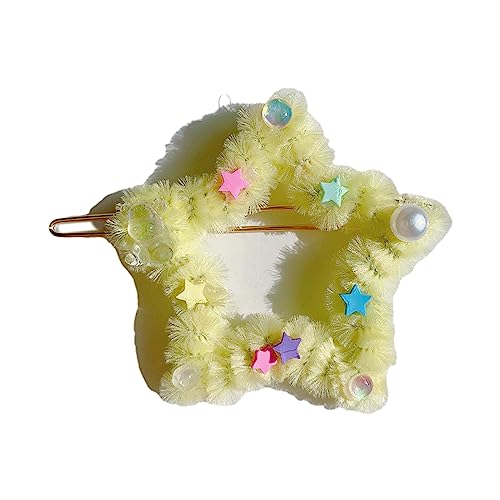 Süße Sternform Haarnadeln Heiße Mädchen Plüsch Sternhaarclip Mit Kunstperlen Dekern Stil Haarspanne Für Frau von LLINthy