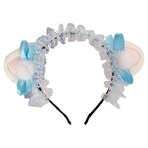 Süßer Tupfen Dot Spitze Stirnband Plüsch Kätzchen Ohren Bowknot Hair Reifen von LLINthy