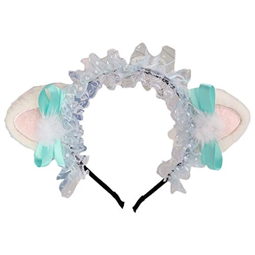 Süßer Tupfen Dot Spitze Stirnband Plüsch Kätzchen Ohren Bowknot Hair Reifen von LLINthy