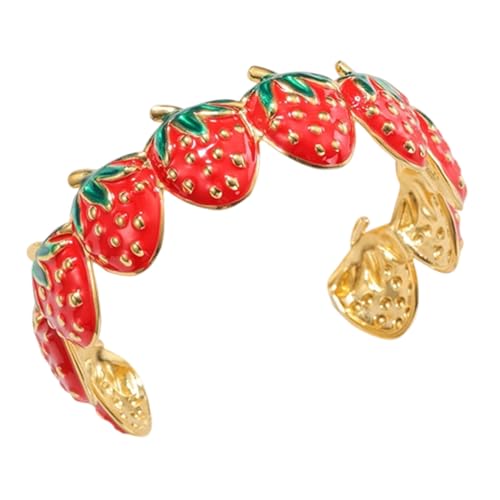 Tropf Emailliertes Erdbeer Open Manschetten Armband Flexible Fit Trendy Mode Accessoire Für Frauen Und Mädchen Öl Tropfcharme Armband Tropf Emailliertes Erdbeer Open Manschetten Armband Flexible Fit Trendy Mode Accessoire Für Frauen Und Mädchen Öl Tropfcharme Armband von LLINthy