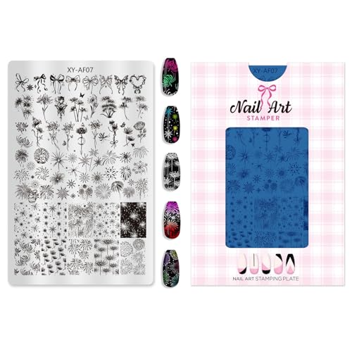 Wiederverwendbare Metallnägelkunstvorlage Mit Geometrischen Blumenmustern Mond Salon Maniküren Stempelwerkzeug Nail Art Transfer Stempel Werkzeug von LLINthy