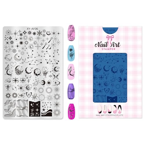 Wiederverwendbare Metallnägelkunstvorlage Mit Geometrischen Blumenmustern Mond Salon Maniküren Stempelwerkzeug Nail Art Transfer Stempel Werkzeug von LLINthy