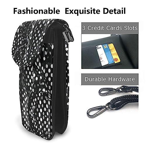 LLKGO TBlack and White Corrugated Dots Pattern Crossbody Bag Mobile Phone Bag Women Small Wallet A Practical Gift Suitable for going out, exercising, and shopping von LLKGOT