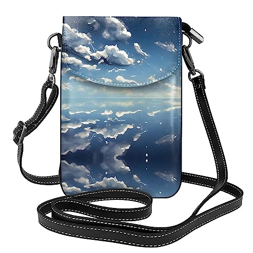 LLKGO TBlue Sky and White Clouds Pattern Crossbody Bag Mobile Phone Bag Women Small Wallet A Practical Gift Suitable for going out, exercising, and shopping von LLKGOT