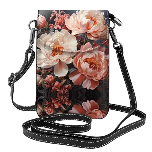 LLKGO TBright White Peonies Pattern Crossbody Bag Mobile Phone Bag Women Small Wallet A Practical Gift Suitable for going out, exercising, and shopping von LLKGOT