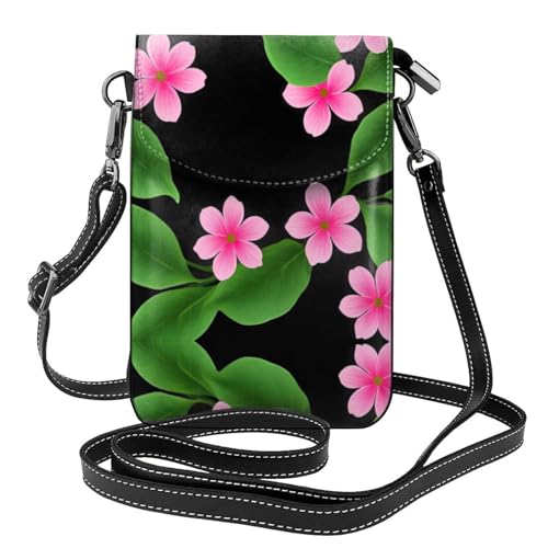 LLKGO TGreen Leaves and Small Pink Flowers Pattern Crossbody Bag Mobile Phone Bag Women Small Wallet A Practical Gift Suitable for going out, exercising, and shopping LLKGO TGreen Leaves and Small Pink Flowers Pattern Crossbody Bag Mobile Phone Bag Women Small Wallet A Practical Gift Suitable for going out, exercising, and shopping von LLKGOT