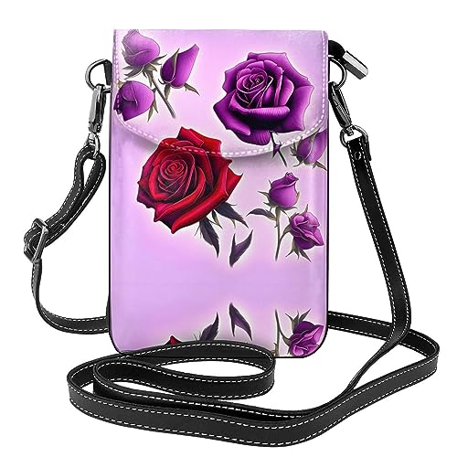 LLKGO TRed and Purple Rose Pattern Crossbody Bag Mobile Phone Bag Women Small Wallet A Practical Gift Suitable for going out, exercising, and shopping LLKGO TRed and Purple Rose Pattern Crossbody Bag Mobile Phone Bag Women Small Wallet A Practical Gift Suitable for going out, exercising, and shopping von LLKGOT