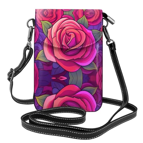 LLKGO TReddish Purple Roses Pattern Crossbody Bag Mobile Phone Bag Women Small Wallet A Practical Gift Suitable for going out, exercising, and shopping LLKGO TReddish Purple Roses Pattern Crossbody Bag Mobile Phone Bag Women Small Wallet A Practical Gift Suitable for going out, exercising, and shopping von LLKGOT