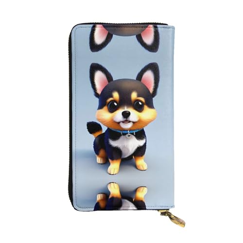 LLKGOT Card Love Fancy Puppy Pattern Damen Leder lange Handtasche große Kapazität Kreditkarte Reißverschluss Tasche von LLKGOT