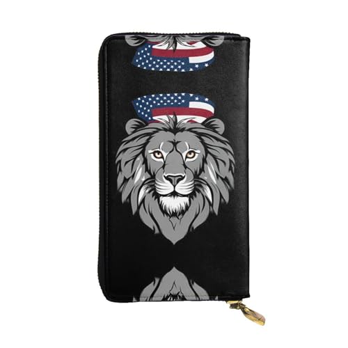 LLKGOT Coole Damen-Geldbörse aus Leder mit Löwenkopf-Muster, lange Handtasche, großes Fassungsvermögen, Kreditkarten-Reißverschlusstasche von LLKGOT