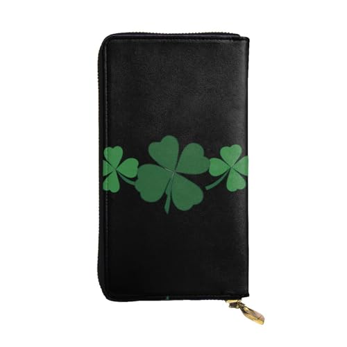 LLKGOT Damen-Geldbörse aus Leder mit vierblättrigem Grasmuster, großes Fassungsvermögen, Kreditkartenfach mit Reißverschluss von LLKGOT