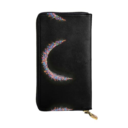 LLKGOT Die bunte Version der Halbmondmuster Damen-Geldbörse aus Leder mit großem Fassungsvermögen und Reißverschluss von LLKGOT