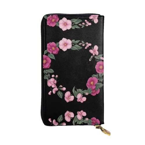 LLKGOT Langes Portemonnaie aus Leder mit Rosenkranz-Muster, großes Fassungsvermögen, Kreditkarten-Reißverschlusstasche von LLKGOT
