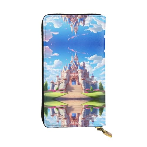 LLKGOT Outside the castle Pattern Damen Leder lange Handtasche große Kapazität Kreditkarte Reißverschluss Tasche von LLKGOT