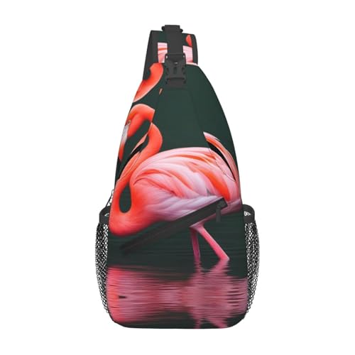 LLKGOT Pink Flamingo Picture Cross Umhängetasche geeignet für Damen und Herren, geeignet für Fitnesstaschen und Wanderausflüge von LLKGOT