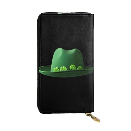 LLKGOT St. Patrick's Hut Muster Damen Leder Lange Handtasche Große Kapazität Kreditkarte Reißverschluss Tasche von LLKGOT