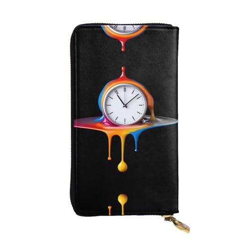 LLKGOT The Passing Time Pattern Damen Leder Lange Handheld-Geldbörse Große Kapazität Kreditkarte Reißverschluss Tasche von LLKGOT