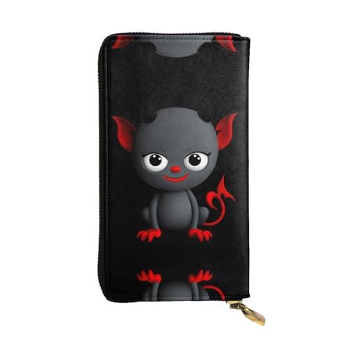 LLKGOT The little devil Pattern Damen-Geldbörse aus Leder, lang, großes Fassungsvermögen, Kreditkarten-Reißverschlusstasche von LLKGOT