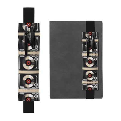 Leder-Stifthalter Lesezeichen LLKGOT Vintage Vinyl Schallplatten Druck für Hardcover Journals, Tagebücher, Planer - Verstellbarer Riemen Band Tasche von LLKGOT