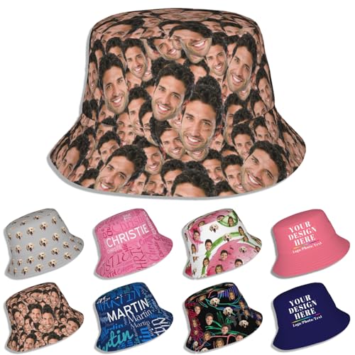 LLLGSH Personalisierte Fischermütze für Damen und Herren mit Gesichtsfoto, Personalisierte Fischerhut mit Eigenem Foto/Name/Text/Logo, für Sommer Strand Reisen Wandern Outdoor LLLGSH Personalisierte Fischermütze für Damen und Herren mit Gesichtsfoto, Personalisierte Fischerhut mit Eigenem Foto/Name/Text/Logo, für Sommer Strand Reisen Wandern Outdoor von LLLGSH