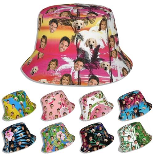 LLLGSH Personalisierte Fischermütze für Damen und Herren mit Gesichtsfoto, Personalisierte Fischerhut mit Eigenem Foto/Name/Text/Logo, für Sommer Strand Reisen Wandern Outdoor LLLGSH Personalisierte Fischermütze für Damen und Herren mit Gesichtsfoto, Personalisierte Fischerhut mit Eigenem Foto/Name/Text/Logo, für Sommer Strand Reisen Wandern Outdoor von LLLGSH