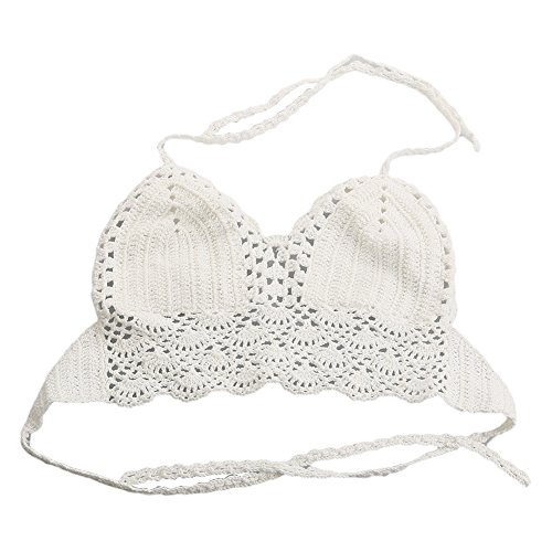LLLucky Frauen häkeln gestrickte Bikini-Oberteile Handmade Pushing Up abnehmbare Pads Bademode Tops Dreieck Halfter gestrickt Strand Badeanzug Tops Bralette Weiß LLLucky Frauen häkeln gestrickte Bikini-Oberteile Handmade Pushing Up abnehmbare Pads Bademode Tops Dreieck Halfter gestrickt Strand Badeanzug Tops Bralette Weiß von LLLucky