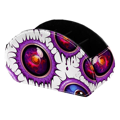 LLNSUPPLY Halloween Eyeball lila Stehendes Federmäppchen, niedlicher halbrunder Stifthalter, Make-up-Kosmetiktasche für Schule, Studenten, Büro, Damen, Teenager, Mädchen, Jungen von LLNSUPPLY