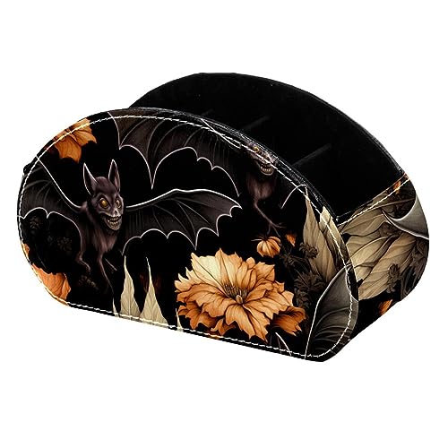 LLNSUPPLY Halloween-Federmäppchen, Fledermaus, Blumen, Schmetterling, stehend, niedlich, halbrund, Stifthalter, Tasche, Make-up-Kosmetiktasche für Schule, Studenten, Büro, Damen, Teenager, Mädchen, von LLNSUPPLY