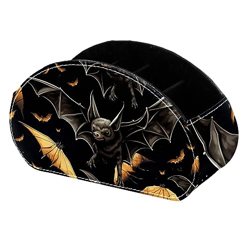 LLNSUPPLY Halloween Fledermäppchen Stehendes Federmäppchen, niedlicher halbrunder Stifthalter, Make-up-Kosmetiktasche für Schule, Studenten, Büro, Damen, Teenager, Mädchen, Jungen von LLNSUPPLY