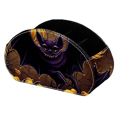 LLNSUPPLY Halloween Fledermaus lila Kürbis Stehendes Federmäppchen, niedlicher halbrunder Stifthalter, Make-up-Kosmetiktasche für Schule, Studenten, Büro, Damen, Teenager, Mädchen, Jungen von LLNSUPPLY