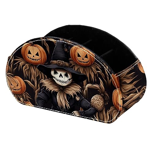 LLNSUPPLY Lustiges Halloween-Vogelscheuchen-Federmäppchen, niedlicher halbrunder Stifthalter, Make-up-Kosmetiktasche für Schule, Studenten, Büro, Damen, Teenager, Mädchen, Jungen von LLNSUPPLY