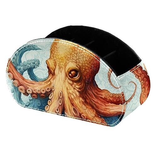 LLNSUPPLY Octopus Schönes Stehendes Federmäppchen, niedlicher halbrunder Stifthalter, Make-up-Kosmetiktasche für Schule, Studenten, Büro, Damen, Teenager, Mädchen, Jungen von LLNSUPPLY