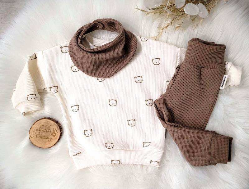 Einzelstück, Kinderset Bärchen Aus Waffeljersey von LLNaehdesign