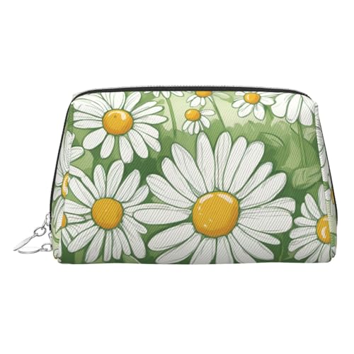 Goldfarbene Make-up-Tasche aus Leder – Reise-Kosmetik-Organizer mit Griff und Reißverschluss – perfekt für den täglichen Gebrauch, silber, Einheitsgröße von LLOTPQ