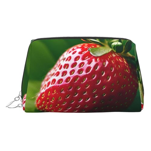 Goldfarbene Make-up-Tasche aus Leder – Reise-Kosmetik-Organizer mit Griff und Reißverschluss – perfekt für den täglichen Gebrauch, silber, Einheitsgröße von LLOTPQ