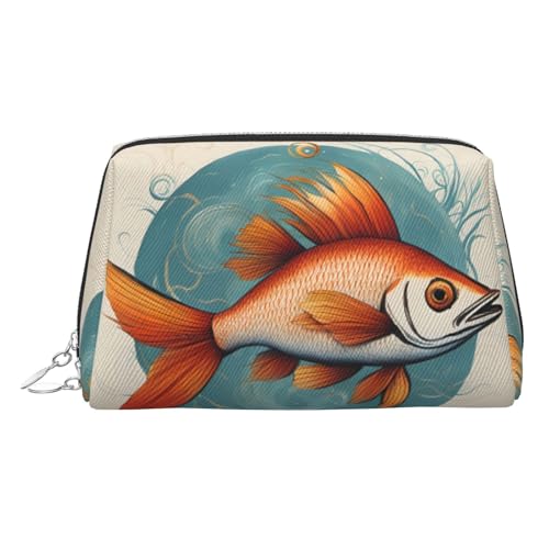 Goldfarbene Make-up-Tasche aus Leder – schöner Reise-Kosmetik-Organizer mit Griff und Reißverschluss – perfekt für den täglichen Gebrauch, silber, Einheitsgröße von LLOTPQ