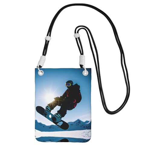 LLOTPQ Schwarze Tragetasche für Mobiltelefone – Crossbody-Tasche mit Snowboard-Bilddruck, Universalgurt, ideal für Pendler, Einkaufen, Schwarz , Einheitsgröße LLOTPQ Schwarze Tragetasche für Mobiltelefone – Crossbody-Tasche mit Snowboard-Bilddruck, Universalgurt, ideal für Pendler, Einkaufen, Schwarz , Einheitsgröße von LLOTPQ