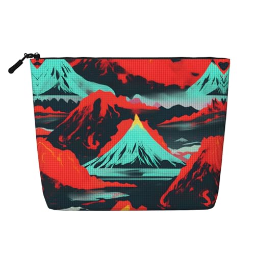 Make-up-Tasche aus künstlichem Hanf, Motiv: Weihnachten, Karneval, Dorf, Reise-Kulturbeutel für Frauen, tägliche Aufbewahrung, Geschäftsreisen und mehr, Volcano Bloom, Einheitsgröße Make-up-Tasche aus künstlichem Hanf, Motiv: Weihnachten, Karneval, Dorf, Reise-Kulturbeutel für Frauen, tägliche Aufbewahrung, Geschäftsreisen und mehr, Volcano Bloom, Einheitsgröße von LLOTPQ