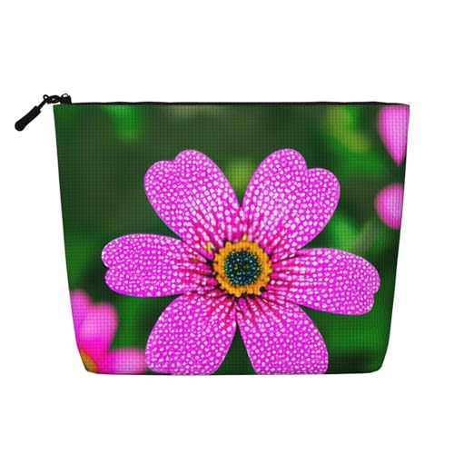 Make-up-Tasche aus künstlichem Hanf mit Weltkarten-Motiv, Reise-Kulturbeutel für Damen, tägliche Aufbewahrung, Geschäftsreisen und mehr, Gepunktete rosa Blume, Einheitsgröße Make-up-Tasche aus künstlichem Hanf mit Weltkarten-Motiv, Reise-Kulturbeutel für Damen, tägliche Aufbewahrung, Geschäftsreisen und mehr, Gepunktete rosa Blume, Einheitsgröße von LLOTPQ